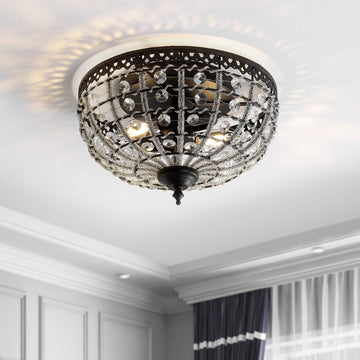 Anita 12.25" Low Ceiling Metal/Acrylic LED Flush Mount - JONATHAN Y